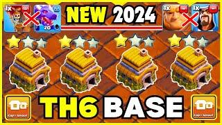 ( TOP 20 ) BEST TH6 WAR BASE WITH LINK 2024 || TH6 FARMING BASE LINK 2024 || TH6 BASE CLASH OF CLANS