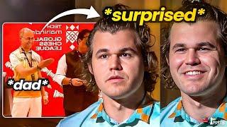 Magnus Carlsen SURPRISED when he saw his DAD on TV!