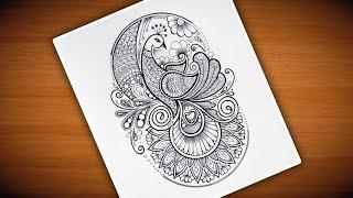 Peacock Mandala art | Peacock Pencil drawing |How to draw mandala art easy (@VennilaYLCreations )