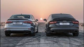 DRAGRACE: AUDI RS3 SEDAN vs AUDI RS7 PERFORMANCE - Who's the Audi RS king?