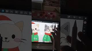 Menggambar kucing yang lucu di hari natal #art #drawing #cute #ilustrator #christmas #cat #cute