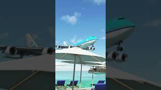 FAMOUS St Maarten KLM Boeing 747 Landing in MAHO BEACH #shorts