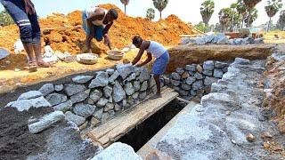 Biggest Septic Tank Stone Masonry Work!-Construction Technology Of Septic Tank -Using by Sand cement