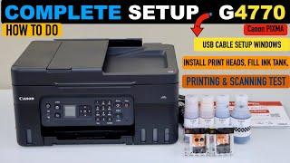 Canon Pixma G4770 Printer Setup, Fill Ink Tank, USB Cable Setup Windows Laptop, Print & Scan Test !!