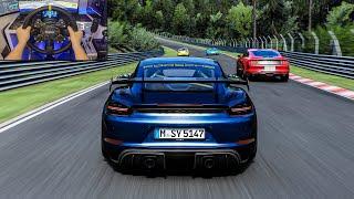 Realistic Sound Porsche 718 Cayman GT4 RS - Trackday on Nordschleife - Assetto Corsa | Moza R16 + VR