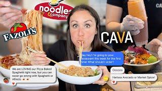 Trying Famous Chains For The First Time Ft:  CAVA, Noodles & Company, and Fazoli's