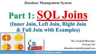 DBMS 14: Part 1: SQL Joins with Examples | DBMS / SQL Tutorial for Beginners