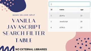 JavaScript Filter Table | No jQuery | Vanilla JavaScript |JavaScript Search Filter |JS Filter Search