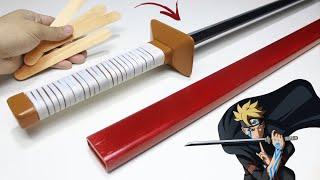 Making a Cool Boruto - Sword of Sasuke from Popsicle Sticks -  w/ Free Template | WITHOUT POWERTOOLS