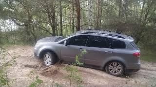 Subaru Tribeca. Offroad. Diagonal test. / Субару Трайбека. Диагональное вывешивание