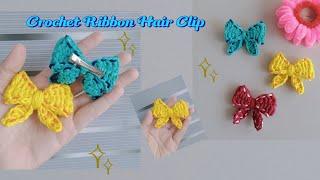 CROCHET RIBBON HAIR CLIP TUTORIAL