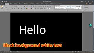 Microsoft word black background white text