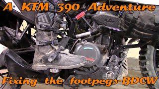 A KTM 390 Adventure - Fixing the footpegs with Black Dog Cycle Works.