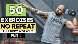 30 MIN FULL BODY DUMBBELL WORKOUT | No Repeat | 50 Exercise Combinations