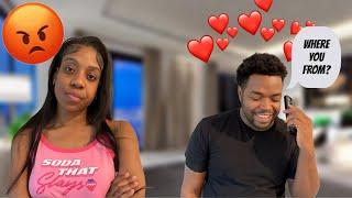 FLIRTING A CUSTOMER SERVICE REP IN FRONT OF MY WIFE   *she big MAD*