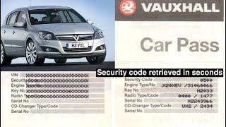 Very quickly reading the pincode on a vauxhall astra H