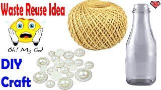 How To Make A Decoration Empty Bottle Out of Rope || DIY Wine Glass Bottle Wrapped Using Jute