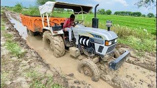 My Eicher 485 Stuck again in Muddy Road on Nahar खाद डालने गये और एक बार फिर फ़स गया