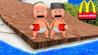 Babies Escapes MCDONALDS FLOOD on Roof!