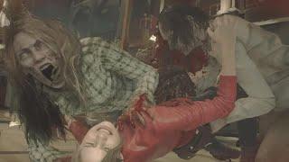 RESIDENT EVIL 2 Gameplay - Two Normal Female Zombies Takes Down Claire Redfield