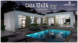 Simple House Design | Modern | 12x24m | 3 Bedrooms