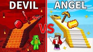 JJ's ANGEL Bridge vs Mikey's DEVIL Bridge Survive Battle in Minecraft - Maizen