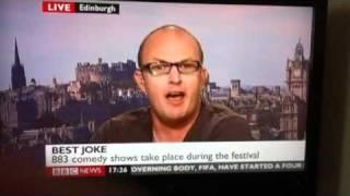 Brendon Burns reacting to Tim Vine's best joke on BBC News