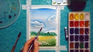 Пейзаж акварелью. Ускоренное рисование. Speedpaint. Watercolor