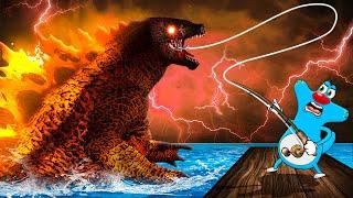 Roblox Oggy Caught A Rare Godzilla In Fishing Go With Jack