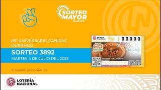 Sorteo Mayor No. 3892 "Celebrando el 65° Aniversario CANIRAC Durango"