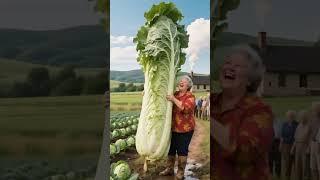 Wow! Grandma hugs a giant cabbage, joy of harvest overflowing the screen