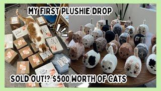 Sold Out?! My First Plushie Drop Vlog / Pack Orders With Me (so many cats!!) // Crochet Vlog 