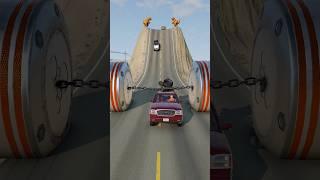 Cars & School Bus vs Chained Hydraulic Crush - BeamNG.Drive