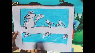 SQUIRREL ️️ DRAWING BY DEBARGHA BHATTACHARJEE| OIL PASTELS. DRAWING FOR KIDS