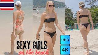 4k Thailand Phuket  Patong Beach Walk Sexy Girls on the Beach #32