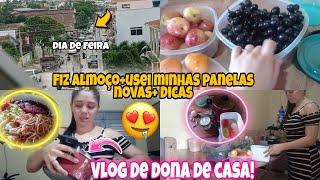 VLOG! DIA D FEIRA LIVRE/FIZ O ALMOÇO NAS MINHAS PANELAS NOVAS+GUARDEI AS FRUTAS E VERDURAS+ DICAS