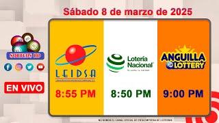 Lotería Nacional LEIDSA y Anguilla Lottery en Vivo  | Sábado 8 de marzo de 2025/ 8:55 P.M