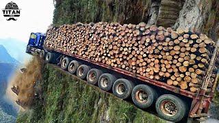 Extreme Dangerous Big Logging Wood Truck Driving Skill | Fastest Chainsaw Cutting Tree Machines #6