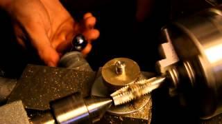 Primitive worm gear hobbing in a lathe