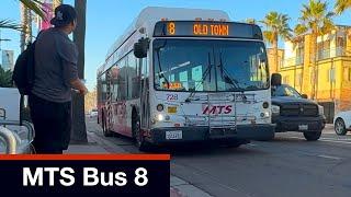 San Diego MTS Bus 8, Mission Beach to Old Town Transit Center, New Flyer C40LFR, Bus Ride