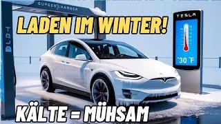 Tesla Model Y SR: Elektroauto laden im Winter! Kälte = Mühsam