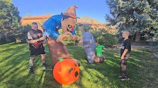 Unboxing 2 New Halloween Inflatables! Animated Scarecrow and Gravestone