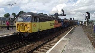 56087 on the 6Z53 1453 teingrace-chester log train at newton abbot 2-08-2013(HD)