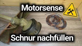 Motorsense Schnur nachfüllen - Freischneider Faden wechseln - Rasentrimmer - Mähfaden - Anleitung 