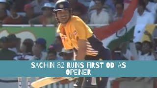 Full HD.Sachin First ODI match as Opener.82 runs smashed in 49 balls. kambli played brilliant knock.