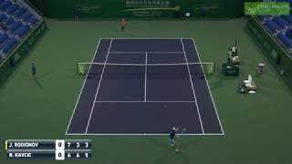 The tweener lob that no one saw: Jurij Rodionov hits a tweener lob winner against Blaz Kavcic