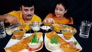 10X SPICY MASALA DOSA AND MYSORE MASALA DOSA SAMBHAR EATING CHALLENGE| SOUTH INDIAN FOOD CHALLENGE|