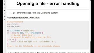 Beginner Perl Maven tutorial: 3.4 - Open file with error handling