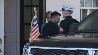 Ukrainian President Zelenskyy departs White House after press conference cancelled