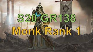 Monk Rank 1 GR138 Solo (Diablo 3 Season 20)